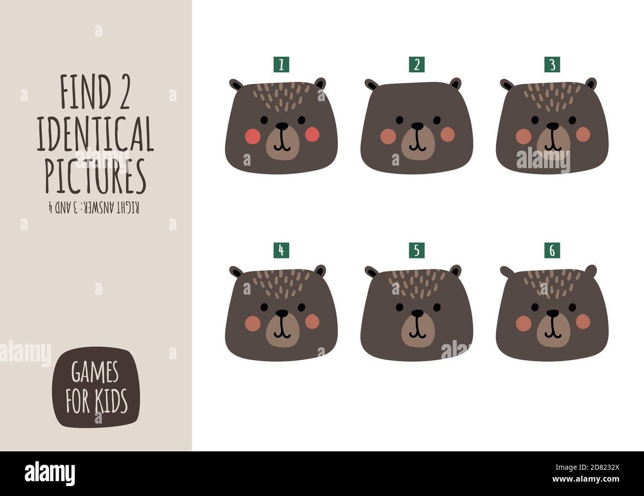 Vektor Cartoon Stil Illustration von Spielen für Kinder. Visuelle Lernspiel für Kinder. Waldtiere Set. Stock Vektor