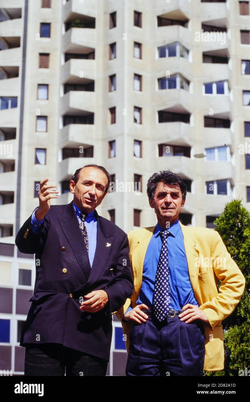 Gerard Collomb kämpft für die Bürgermeister von Lyon, Frankreich, 1995 Stockfoto