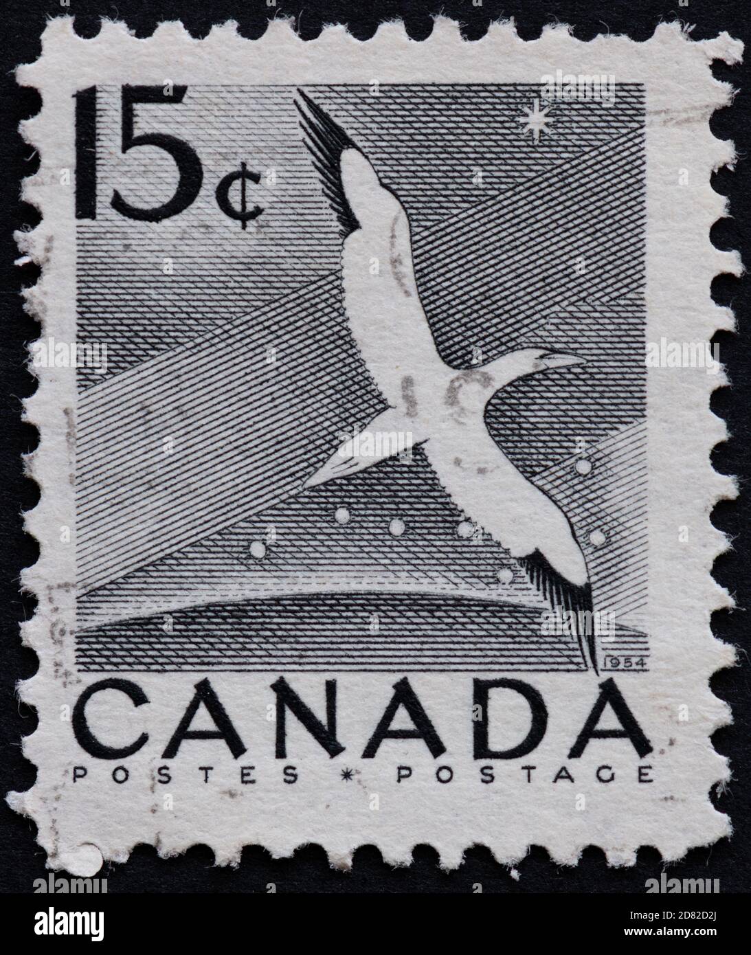 Kanada Briefmarke 15c fliegende Gannet Stockfoto