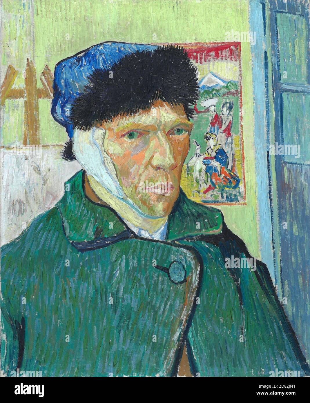 Titel: Selbstporträt mit verbundenem Ohr Ersteller: Vincent van Gogh Datum: 1889 Medium: Öl auf Leinwand Maße: 60.5 x 50 cm Ort: The Courtauld, UK Stockfoto