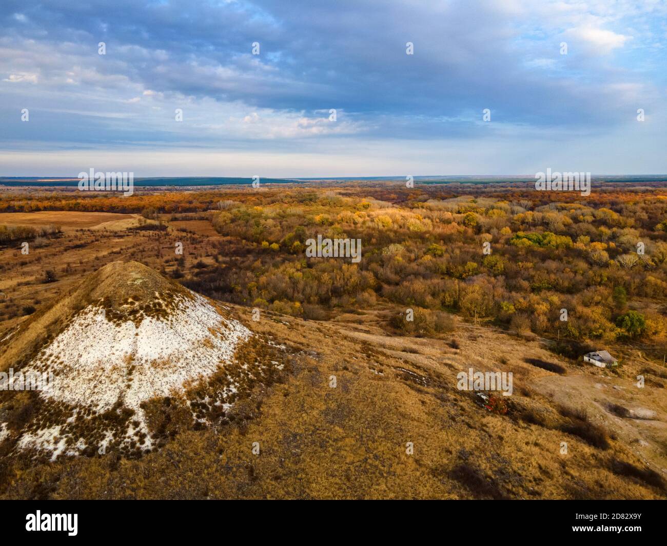 Fernansicht des kreidebutte Hügels im Herbst Stockfoto