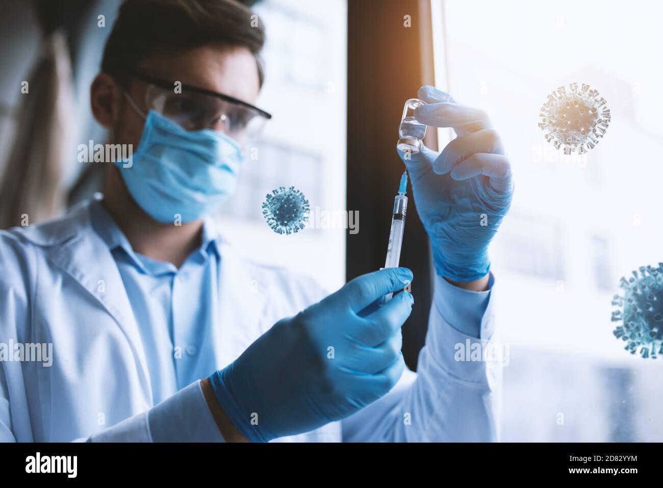 Medizinwissenschaftliches Labor. Konzept der Virus- und Bakterienforschung Stockfoto