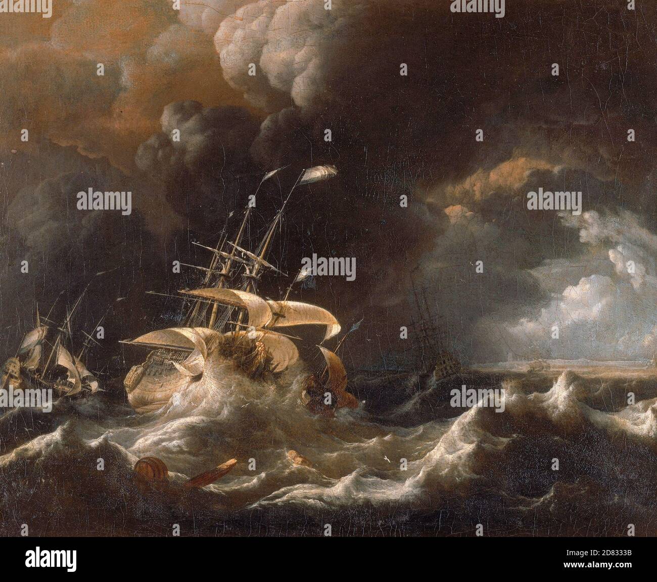 Holländische Handelsschiffe im Sturm - Ludolf Bakhuizen, 1670er Stockfoto