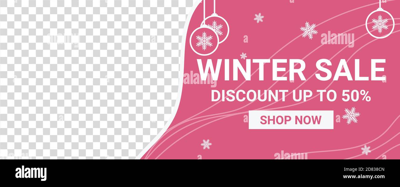 Winter und Weihnachten Werbeaktion Werbebanner. Werbebanner für den Verkauf Ihrer besten Produkte in diesem Monat. Stock Vektor