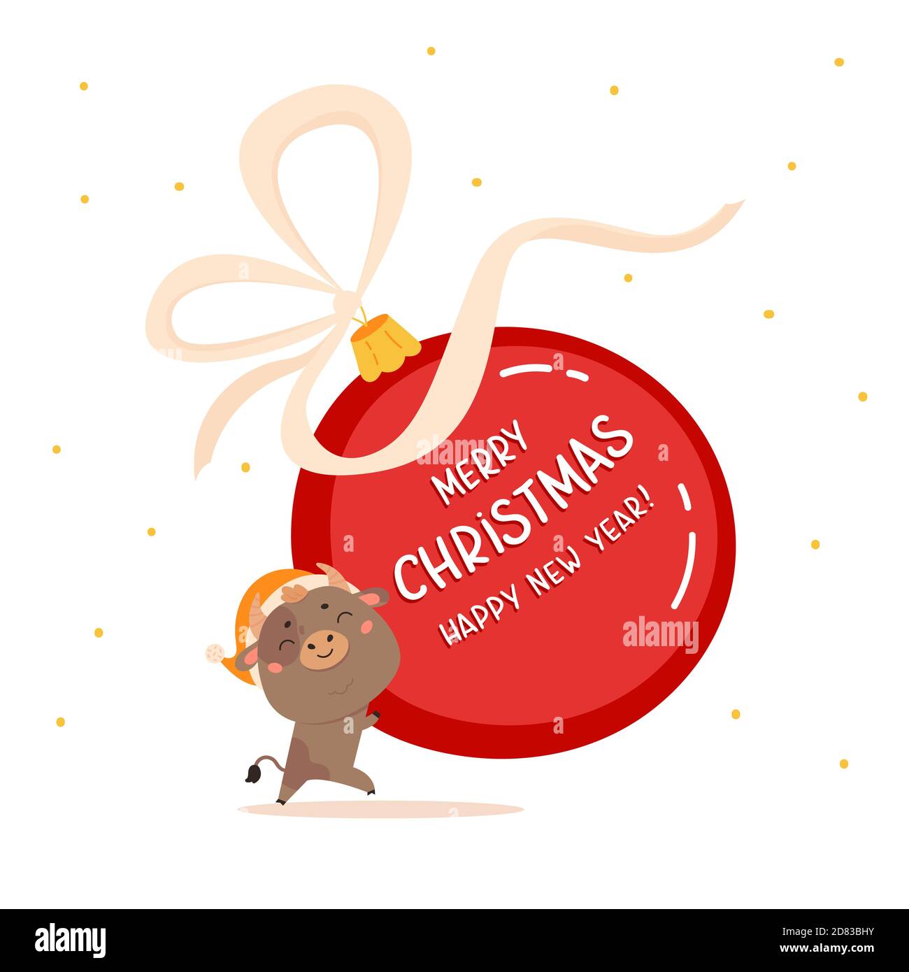 Weihnachten Verkauf Design-Vorlage mit niedlichen Ochsen Stock Vektor