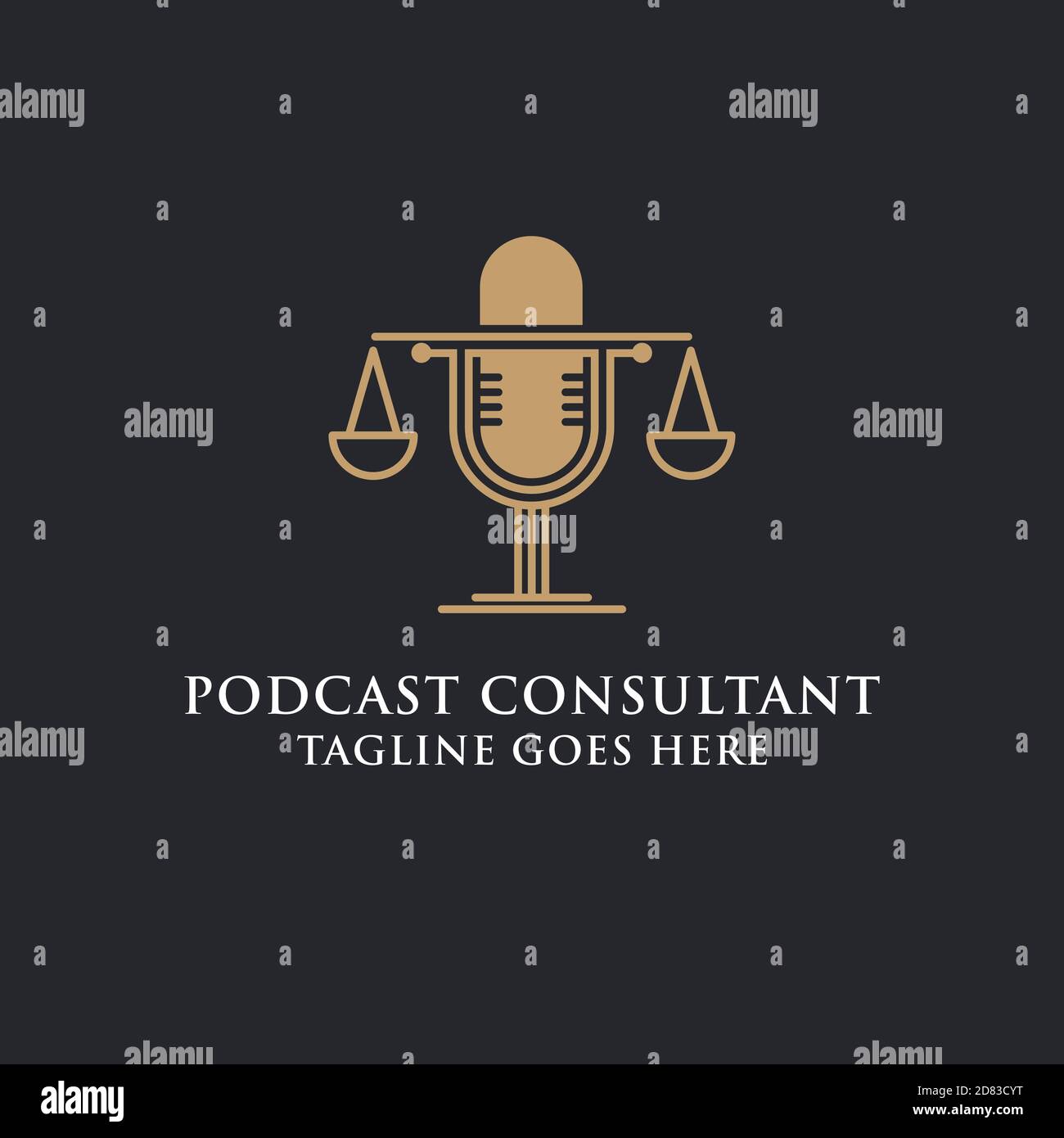 Rechtliche Podcast Kanzlei Logo Design Bild, am besten für Podcast Berater kommerzielle Marke Vektor Stock Vektor