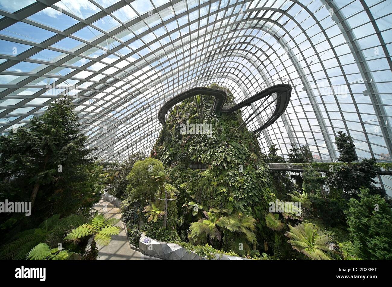 Ultraweitwinkel am Cloud Forest Dome, Gardens by the Bay, Singapur mit dem Laowa 10-18mm auf dem Nikon Z6. Stockfoto