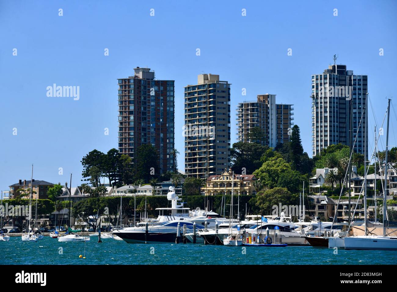 Ein Blick auf Boote im Hafen von Rushcutters Bay In Sydney Stockfoto