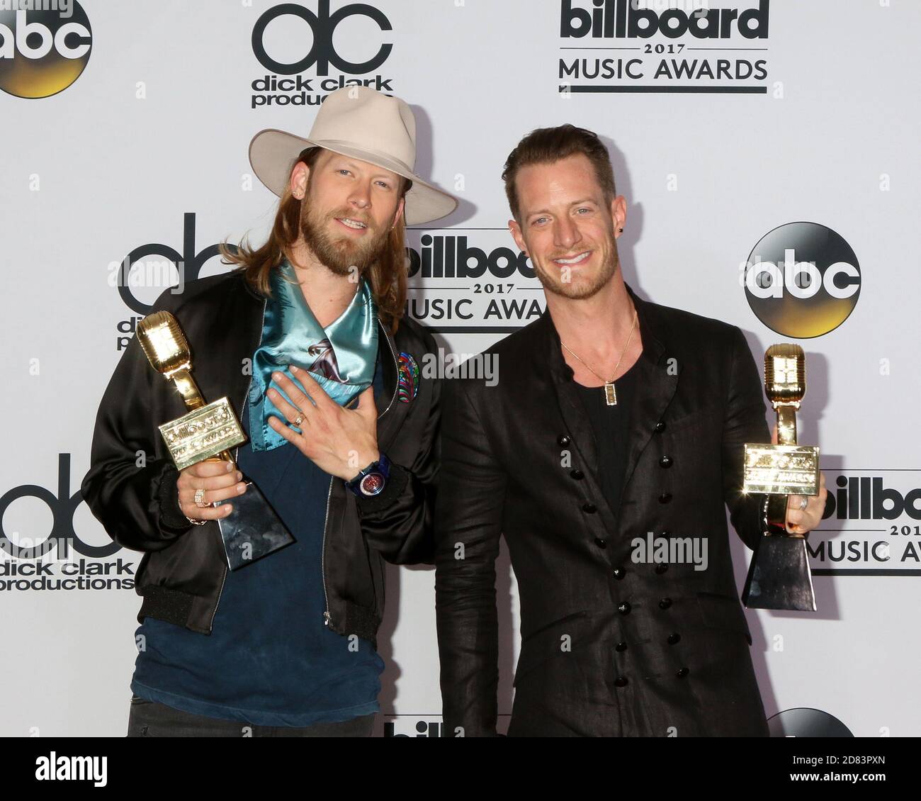 LAS VEGAS - MAI 21: Florida Georgia Line, Brian Kelley, Tyler Hubbard beim Presseraum der Billboard Awards 2017 in der T-Mobile Arena am 21. Mai 2017 in Las Vegas, NV Stockfoto