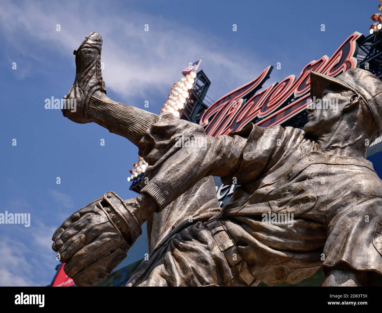Tiger Stadium für Major League Baseball mit Statue von Hal Newhouser Stockfoto