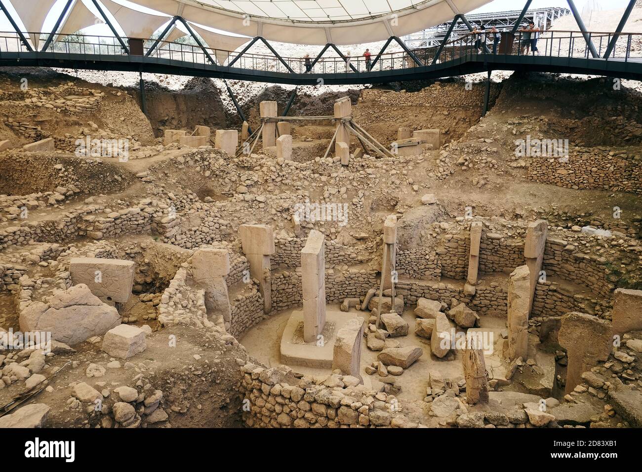 Gobeklitepe archäologische Stätte Sanliurfa/Türkei. (Gobeklitepe der älteste Tempel der Welt. Gobekli Tepe ist ein UNESCO-Weltkulturerbe.) Stockfoto