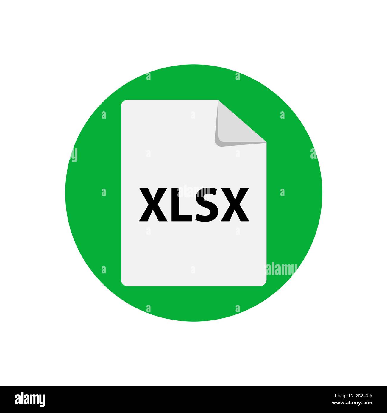 Vector Green Icon XLSX. Dateiformaterweiterungen Symbol. Flaches Design. Kreisschaltflächen. Stock Vektor
