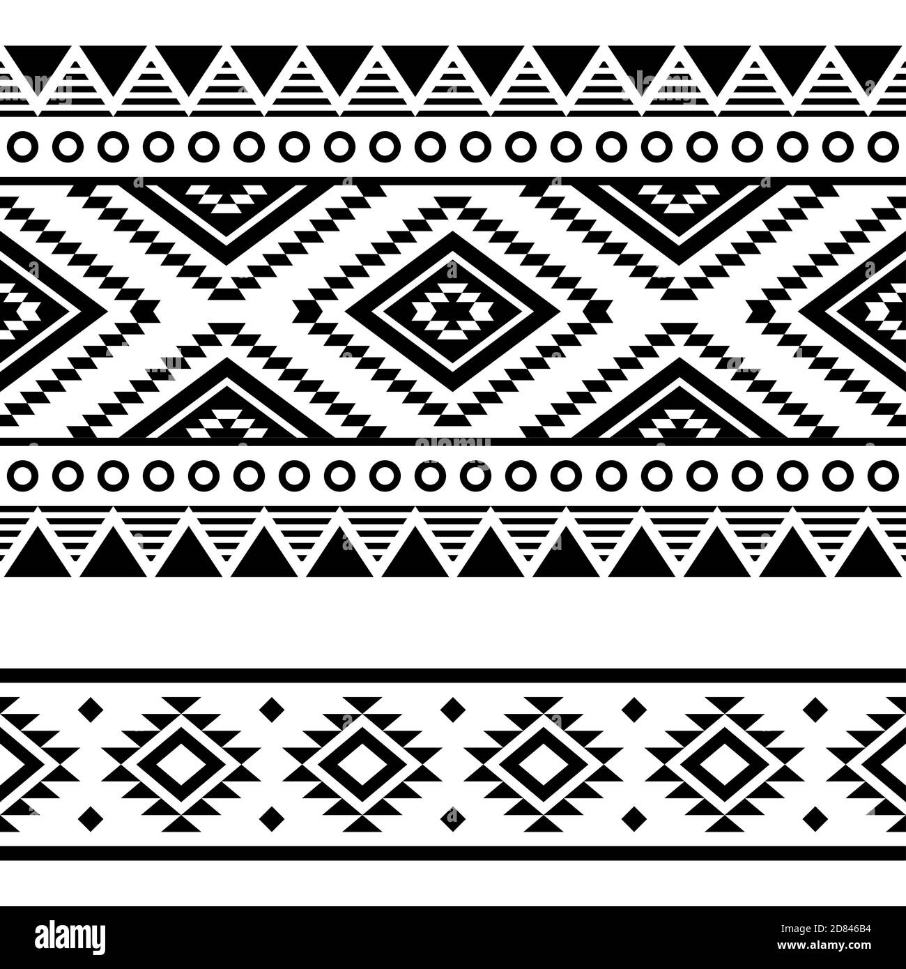 Aztec Tribal geometrische nahtlose Vektor zwei Muster Set, Navajo geometrische Designs in schwarz und weiß Stock Vektor