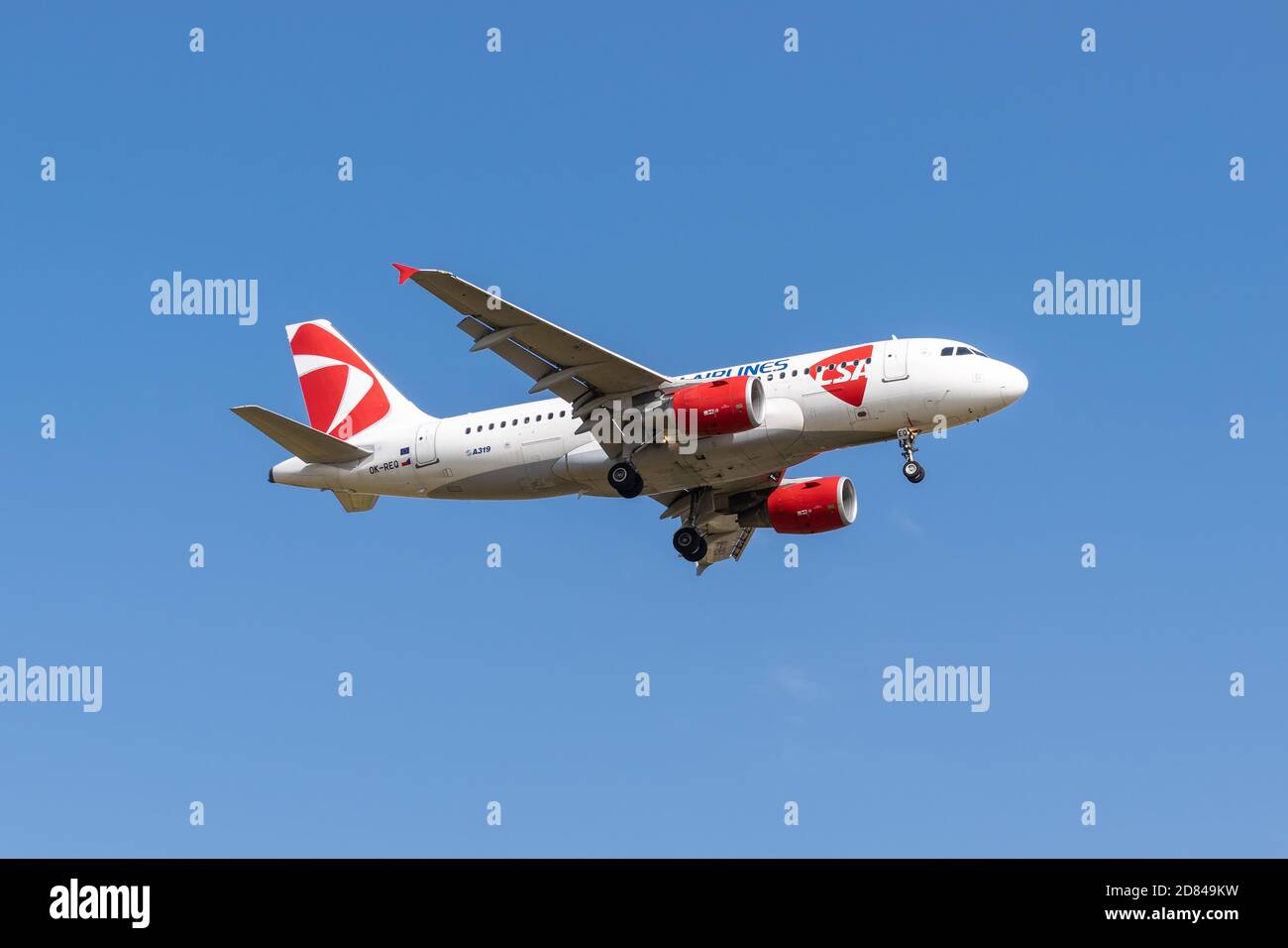 Boryspil, Ukraine - 25. September 2020: Czech Airlines Airbus A319-100 landet auf dem Flughafen Stockfoto