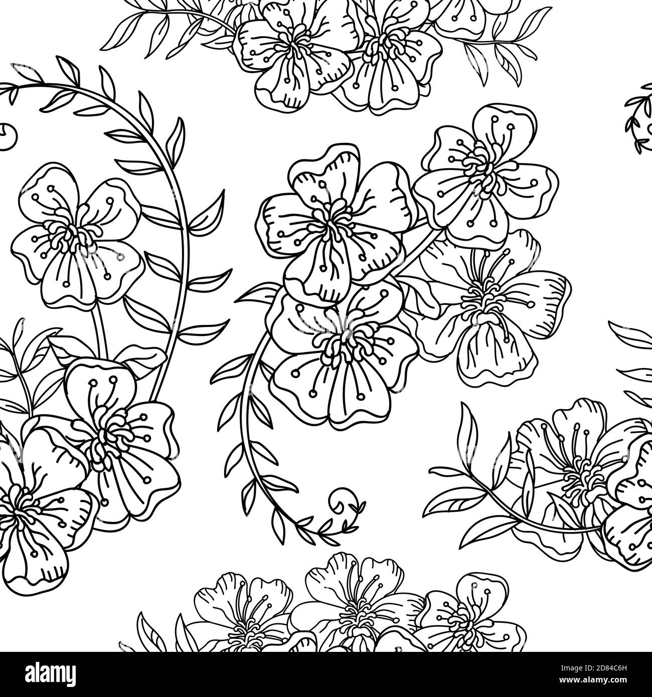 Nahtloses Muster mit Bouquet von Gartenblumen. Monochromer Hintergrund für die Erstellung von Textilien, Tapeten, Papier, Hochzeitseinladung, Design, Druck. Vec Stock Vektor