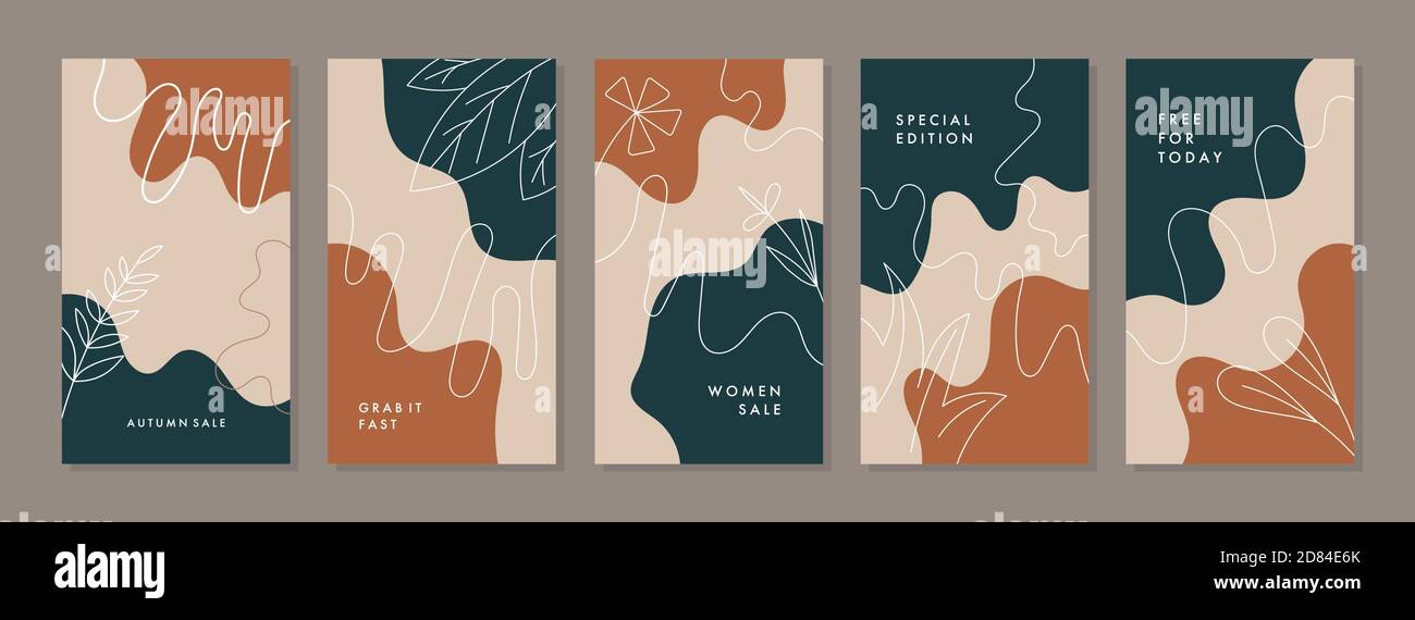 Trendige abstrakte universelle Vorlage mit Naturkonzept. Kann für Beiträge in sozialen Medien, Meldungen, mobile Apps, Bannerdesign, Web- oder Internetwerbung verwendet werden. Stock Vektor