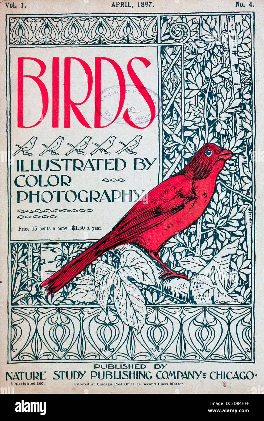 Titelbild von Birds : illustriert durch Farbfotografie : eine monatliche Serie. Kenntnisse von Bird-Life Vol. 1 Nr. 4 April 1897 Stockfoto