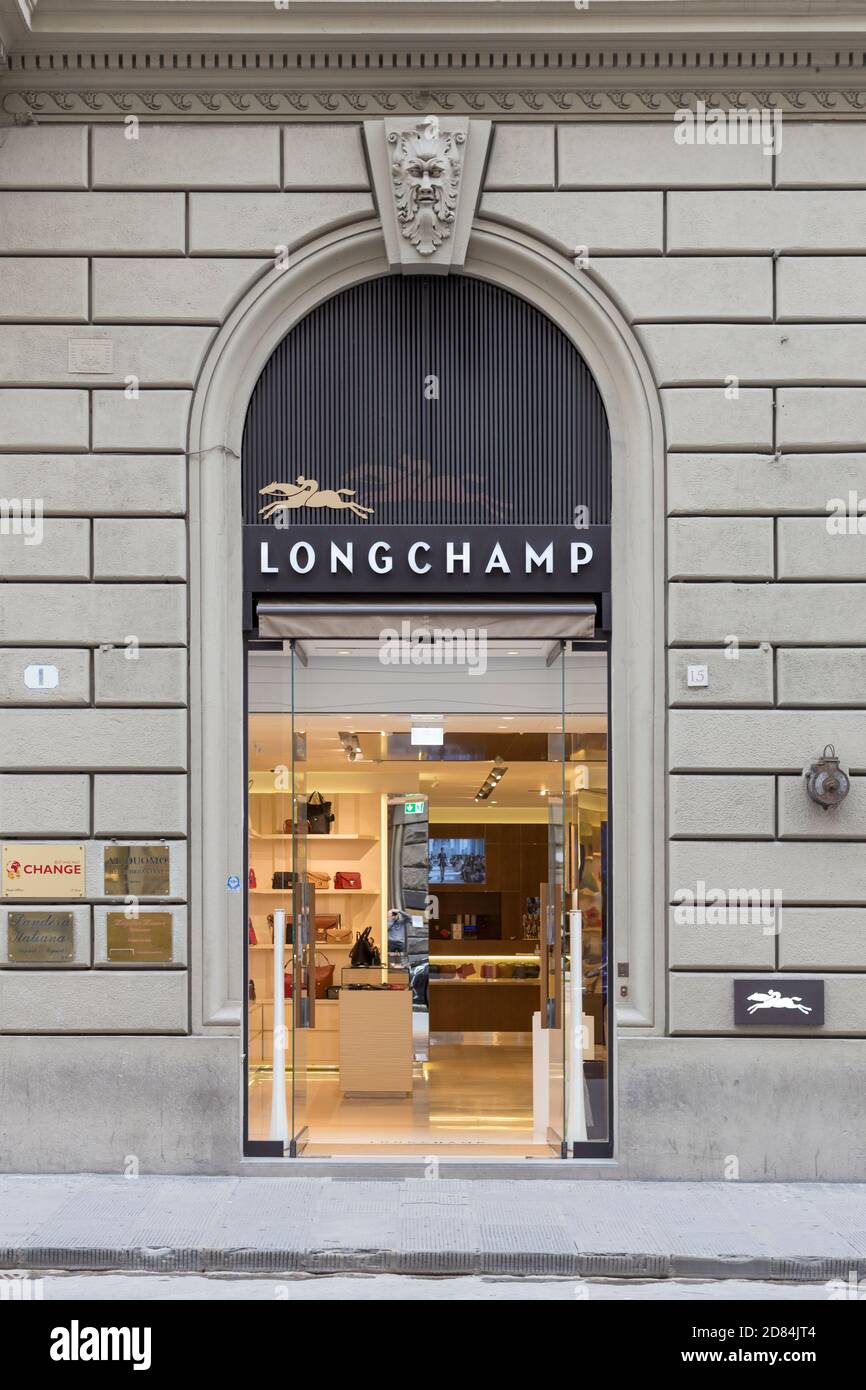 Longchamp Shop Front, Italien Stockfoto