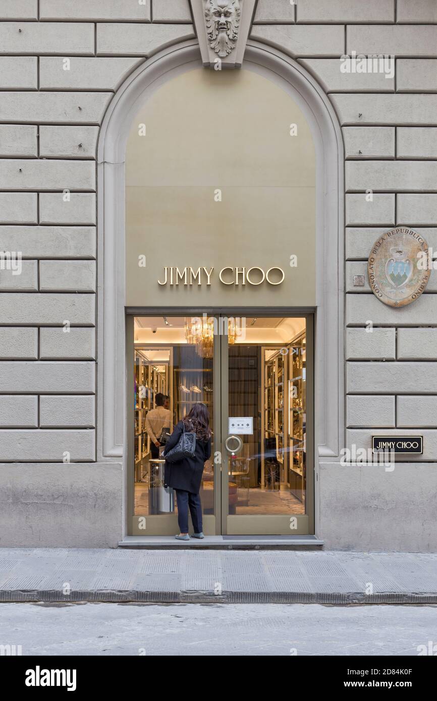 Jimmy Choo Shop Front, Italien Stockfoto