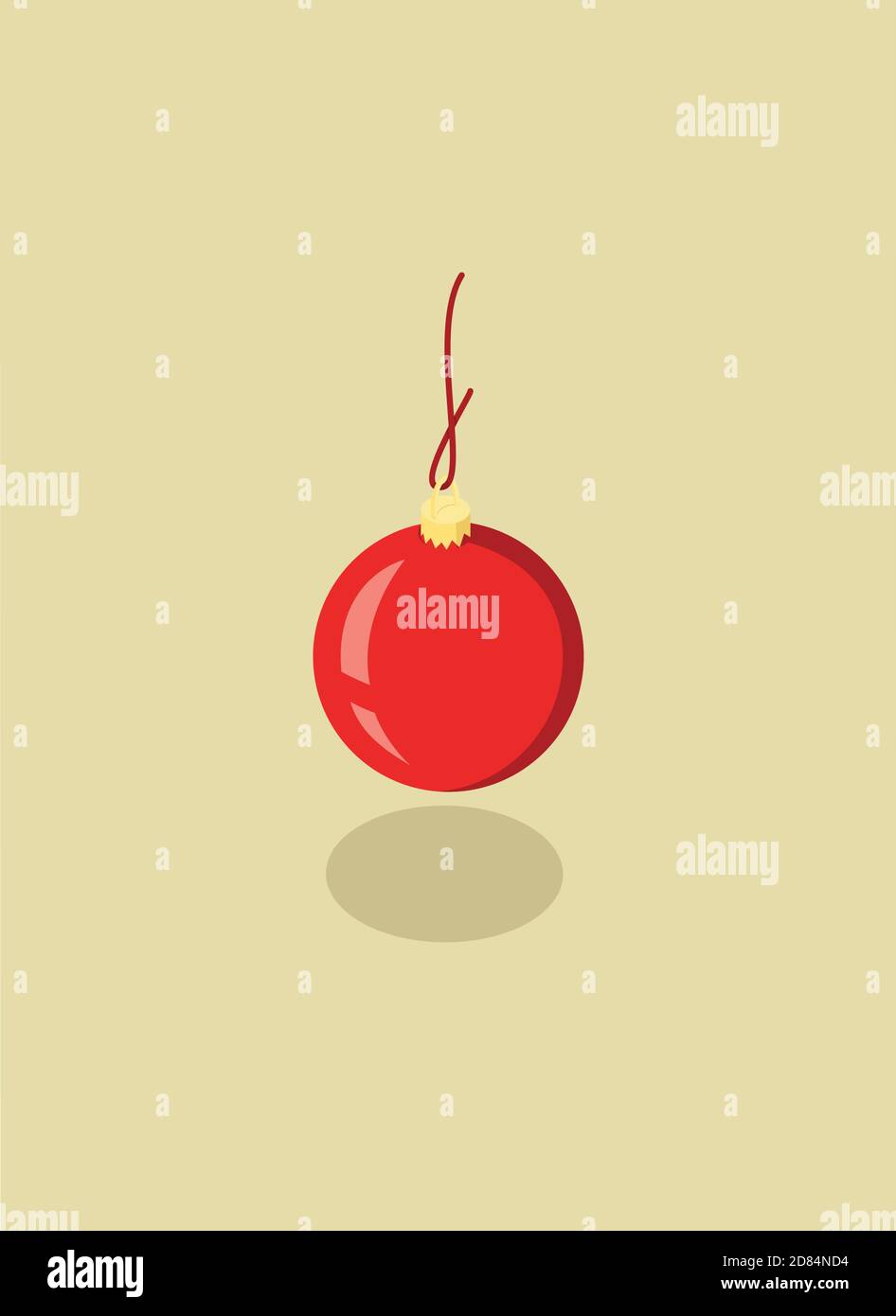 Isometrische dreidimensionale rote weihnachtskugel für weihnachtsbaum. Stock Vektor