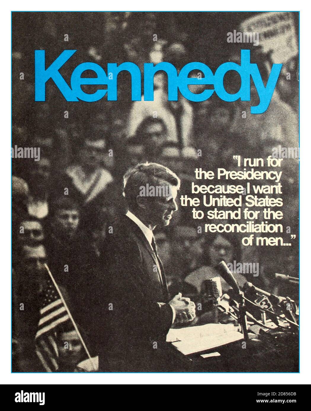 US-amerikanische Werbekarte des Vintage 1960 für den Demokraten Robert Kennedy Wahlkampf Präsidentschaftswahl. Amerika. USA 1968 Stockfoto