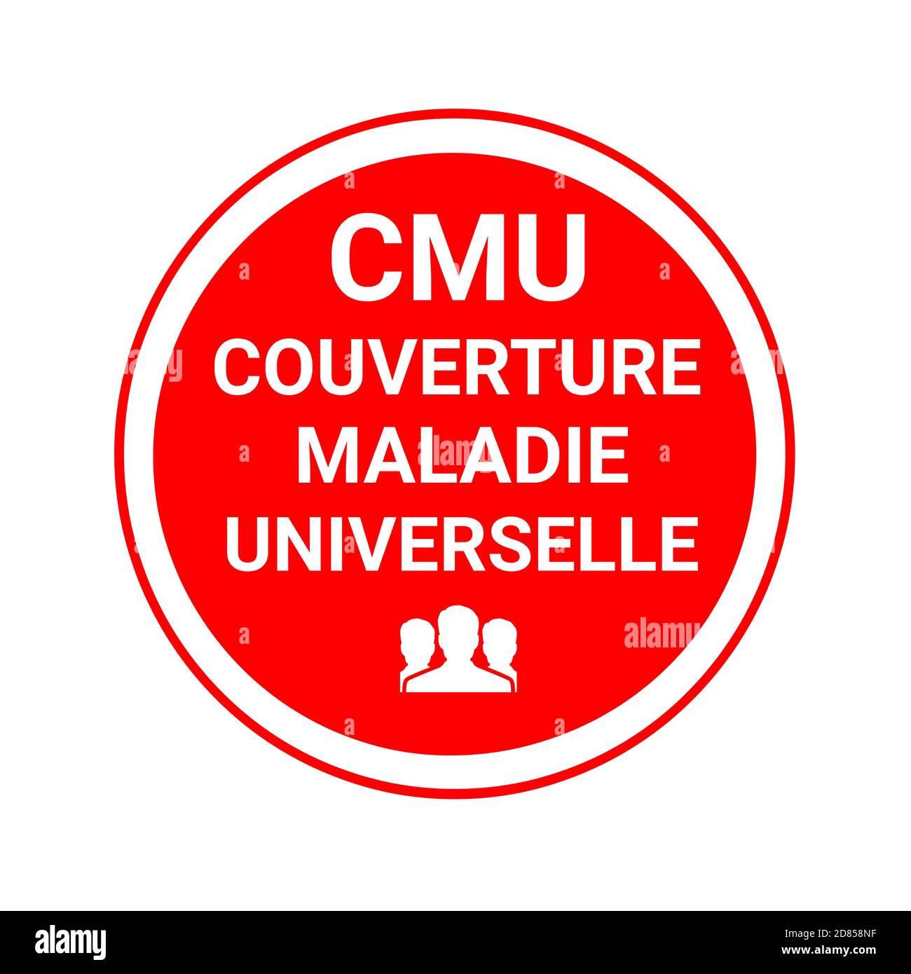 CMU-Symbol ist die französische allgemeine Gesundheitsversorgung Couverture genannt Maladie universelle in französischer Sprache Stockfoto