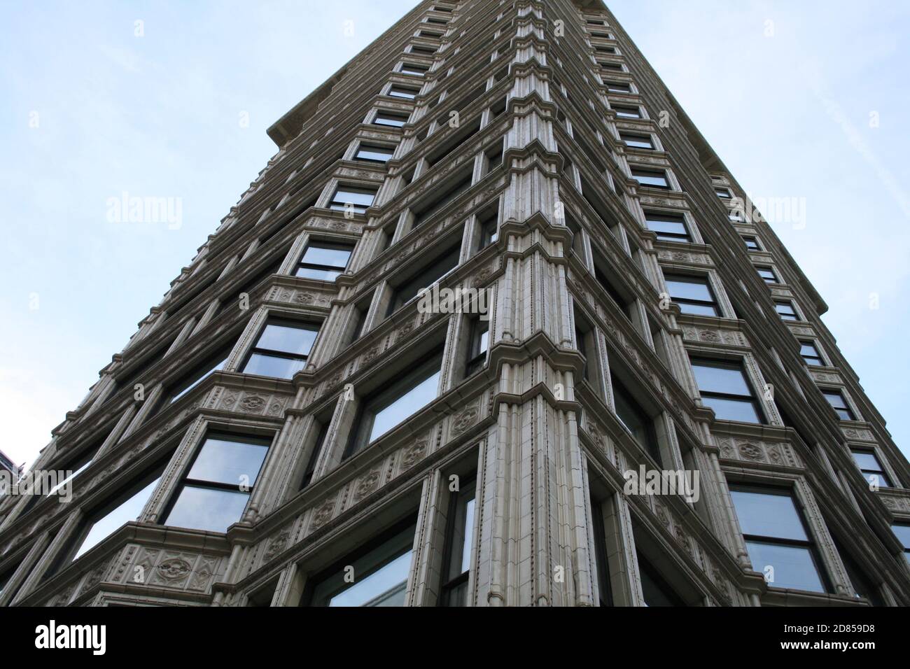 Eckdetails des Reliance-Gebäudes in Chicago, Illinois Stockfoto