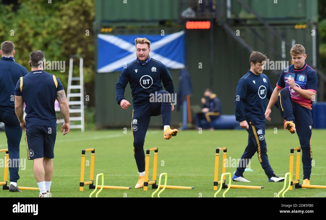 Oriam Sports Centre Riccarton, Edinburgh. Schottland, Vereinigtes Königreich. 27. Oktober 20 Schottland Rugby-Trainingseinheit vor dem Guinness Six Nations Finale gegen Wales . Stuart Hogg (Exeter Chiefs ) Credit: eric mccowat/Alamy Live News Stockfoto