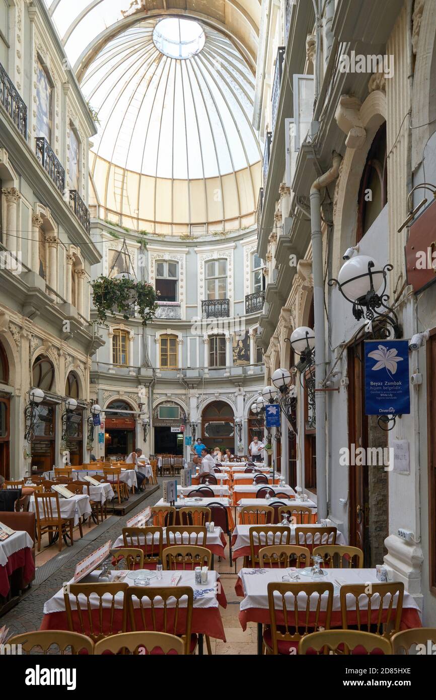 Cicek Pasaji Restaurants, Istanbul, Türkei Stockfoto