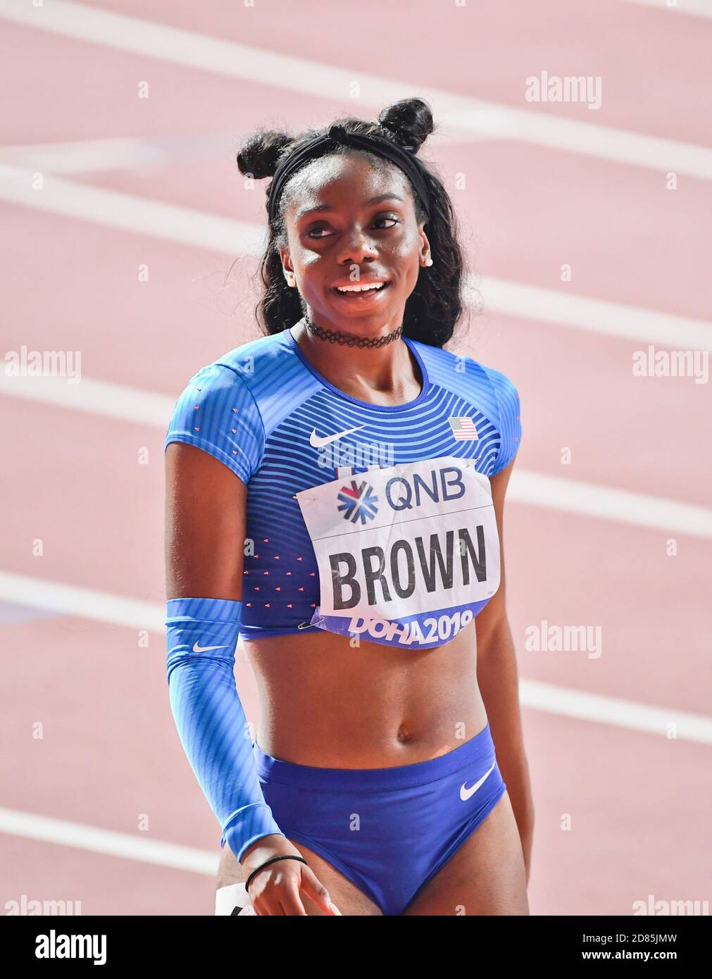 Bretagne Brown (USA). 200 m Silbermedaille. IAAF Leichtathletik WM, Doha 2019 Stockfoto