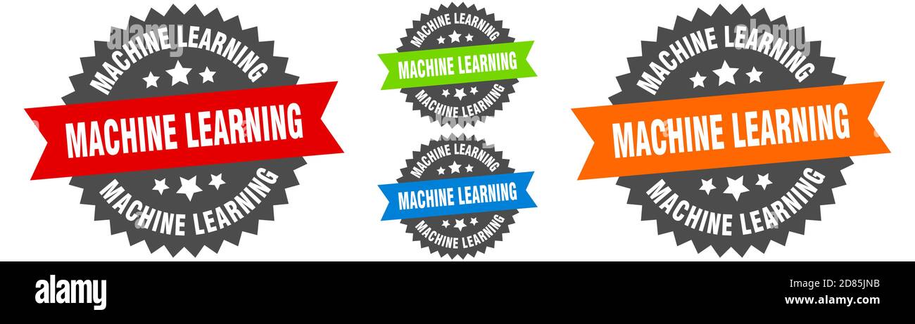 Machine Learning Schild. Rundes Band Label Set. Stempel Stock Vektor