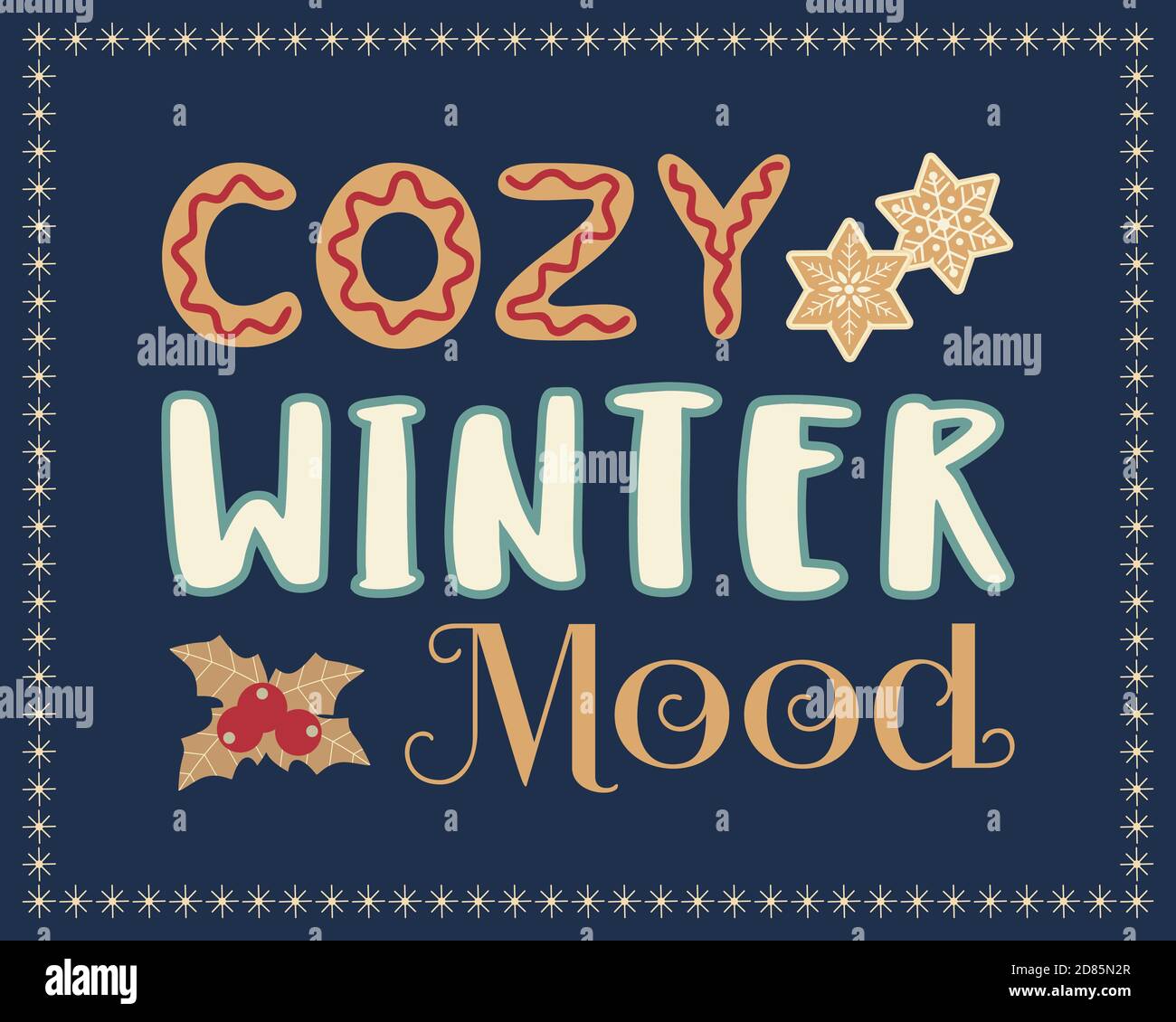 Cosy Winter Stimmung Phantasie Cartoon Vektor Illustration Stock Vektor