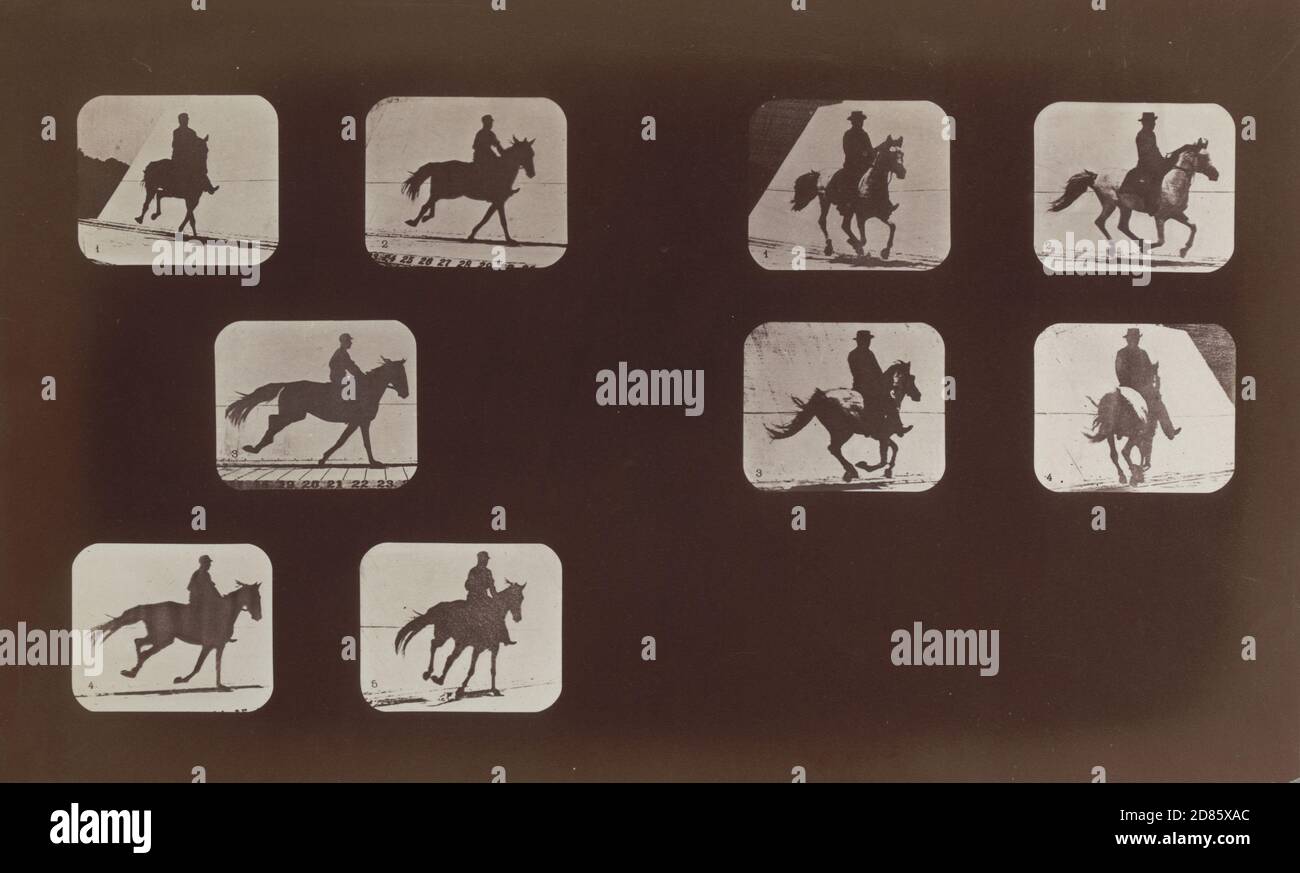 Vintage-Foto – Eadweard J. Muybridge - Studien der Vorsehungen (Mann auf Pferd) 1878-79 Stockfoto