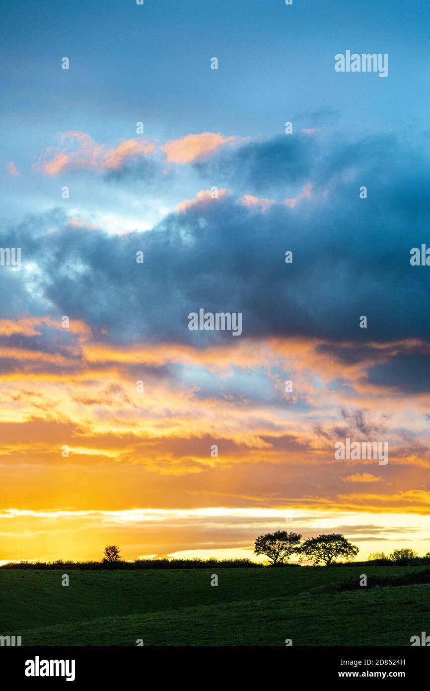 Sonnenuntergang in Irthington, Cumbria UK Stockfoto