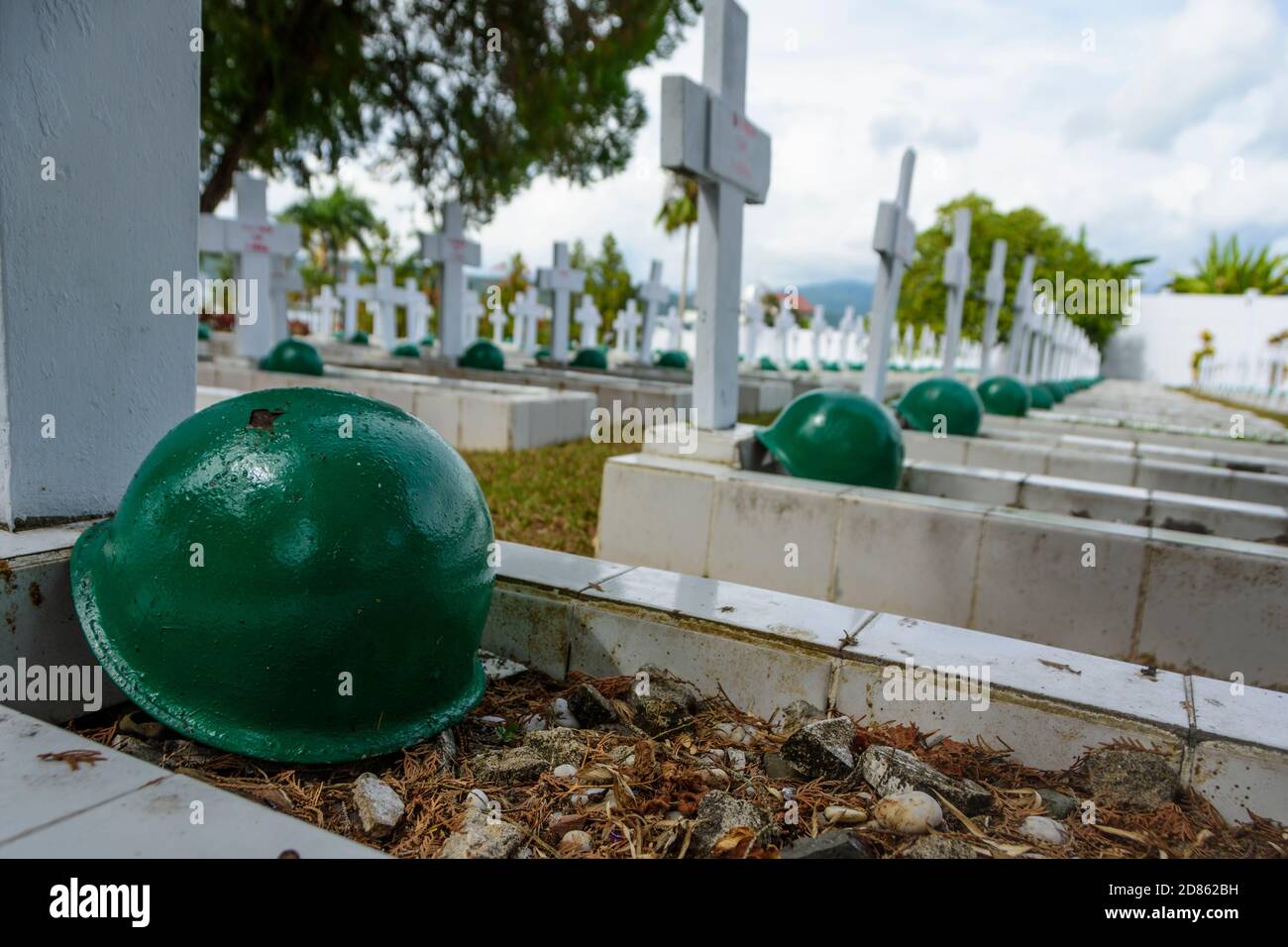 Kapahaha Heroes Cemetery (TMP). Taman Makam Pahlawan Nasional Kapahaha. Ambon, Süd-Molukken, Indonesien Stockfoto