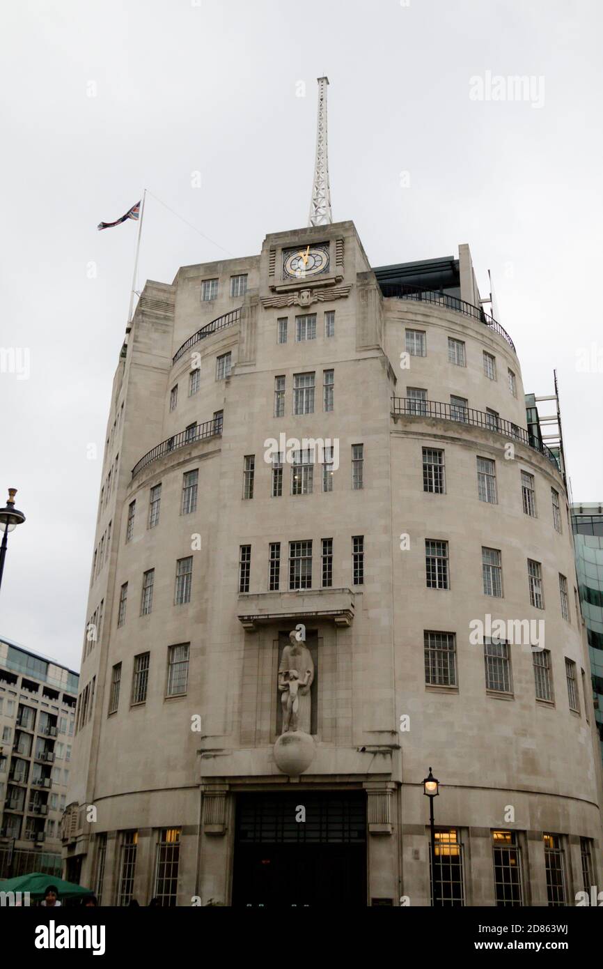 London, Großbritannien, 17. März 2018:- das BBC-Sendehaus ist der Hauptsitz der British Broadcasting Corporation. Es befindet sich in Por Stockfoto