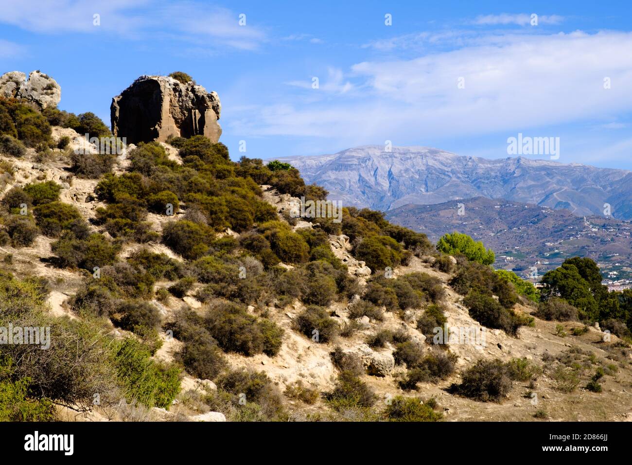 Der alte Steinbruch in der Nähe der Osborne Bull Werbungsanlage in Almayate, Torre del Mar, Malaga, Andalusien, Costa del Sol, Spanien Stockfoto