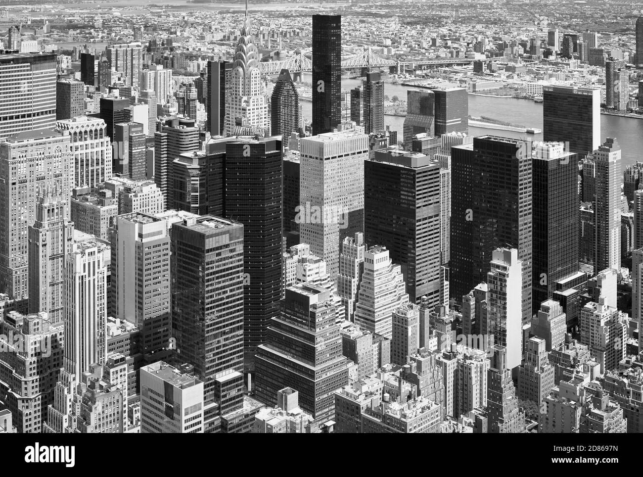 Schwarz-Weiß Luftbild von New York City, USA. Stockfoto