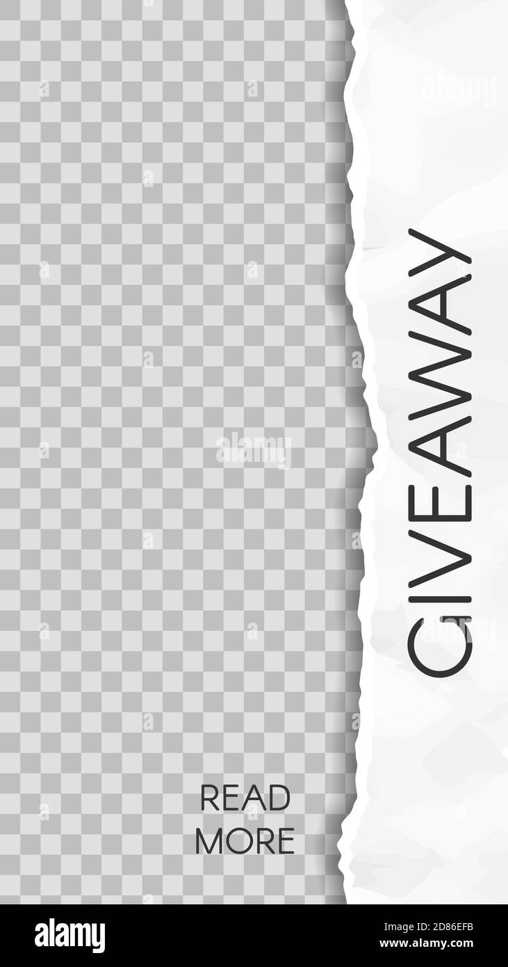 Zerrissene Papiergeschichte. Papierfetzen Giveaway Social Media Story Vorlage Stock Vektor