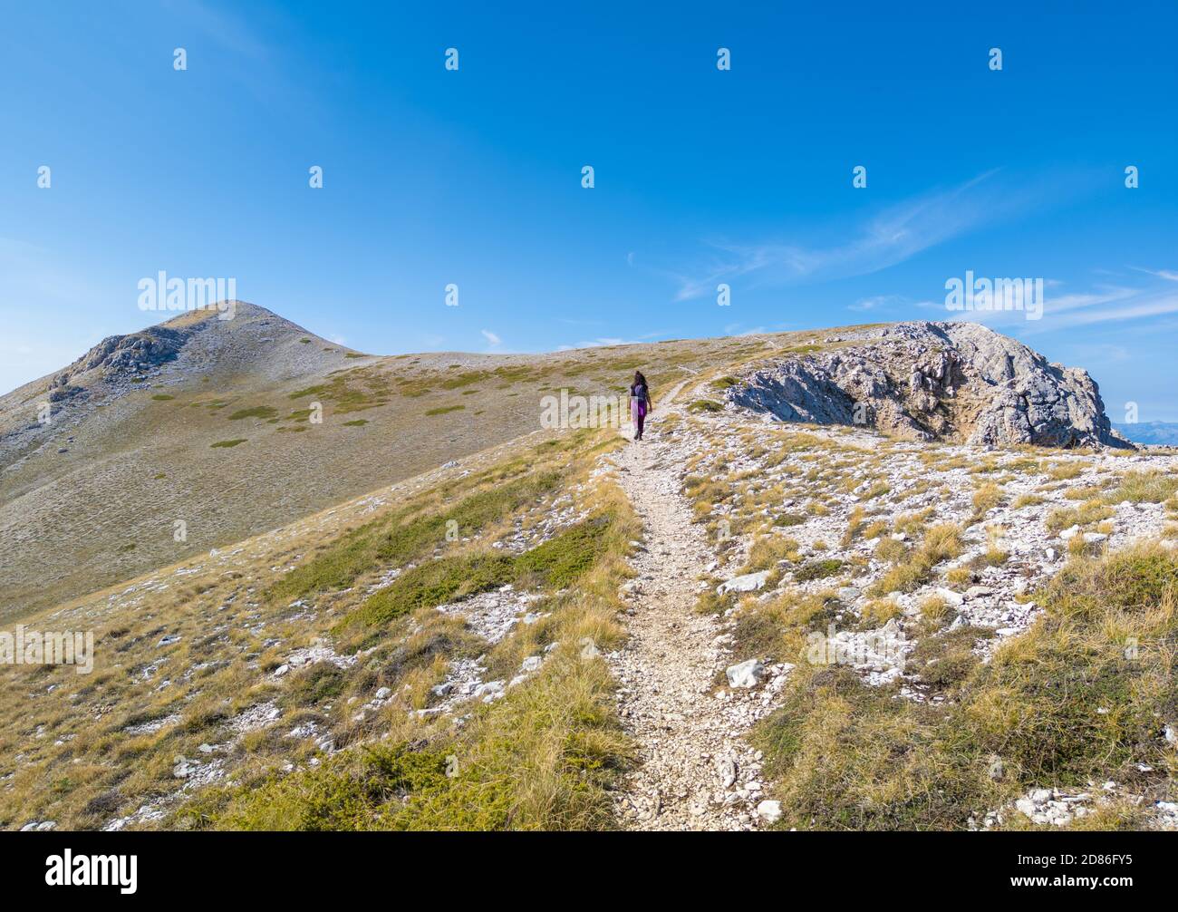 Monte Velino (Abruzzen, Italien) - die schöne Landschaft Gipfel des Monte Velino, einer der höchsten Gipfel des Apennin mit seinen 2487 Metern. Stockfoto