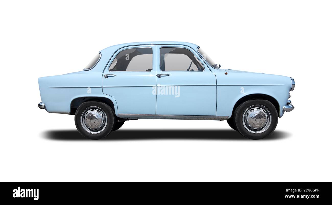 Klassische italienische Limousine Auto Seitenansicht isoliert auf weißem Hintergrund Stockfoto