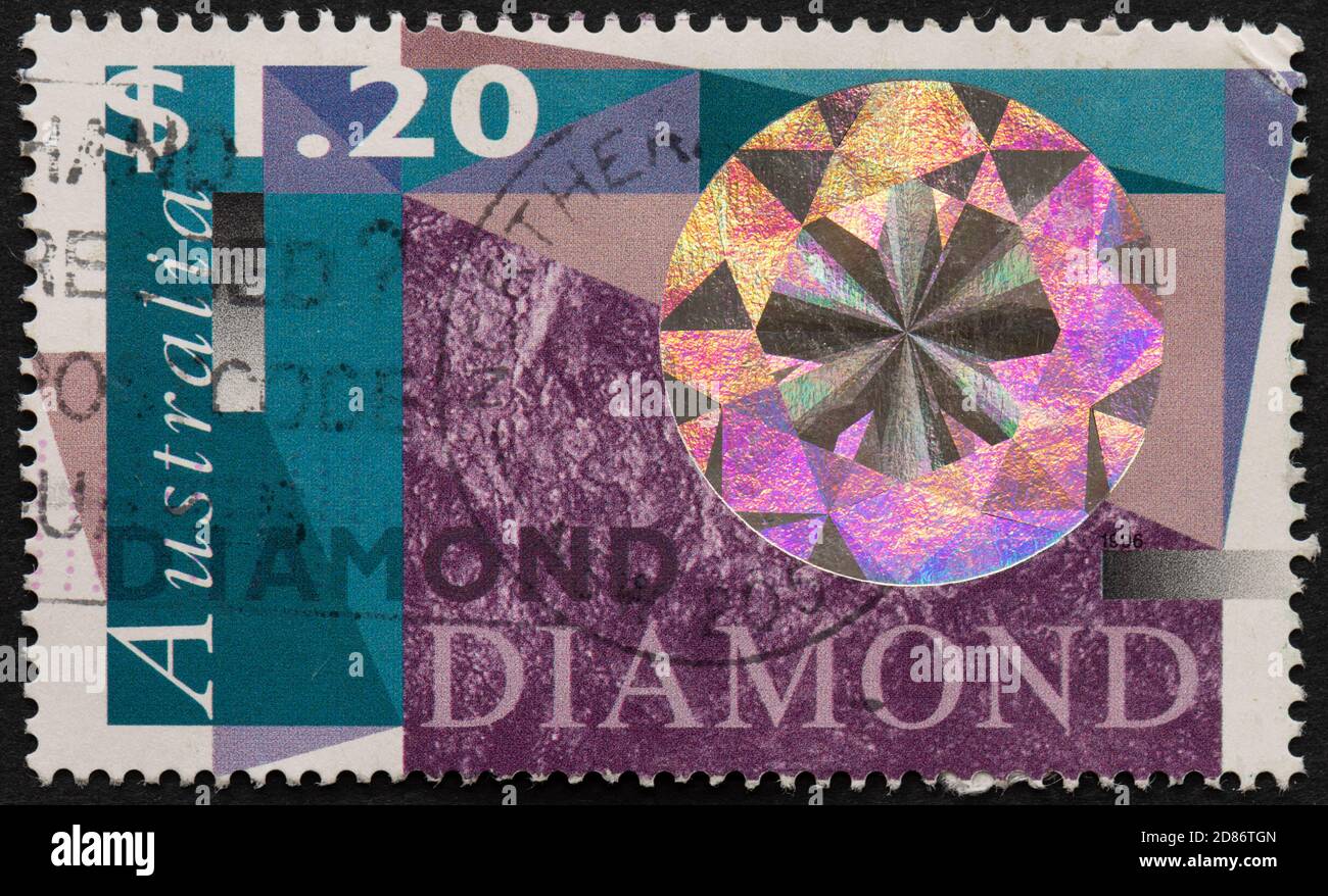 Australian National Gemstones Diamant-Stempel mit Hologramm 1996 Stockfoto