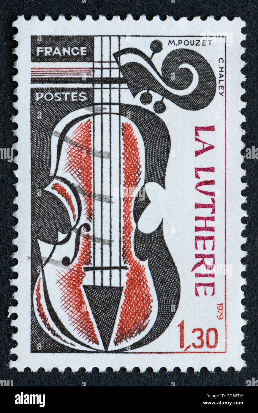 La Lutherie - die Herstellung von Saiteninstrumenten - Porto Briefmarke - Frankreich 1979 Stockfoto
