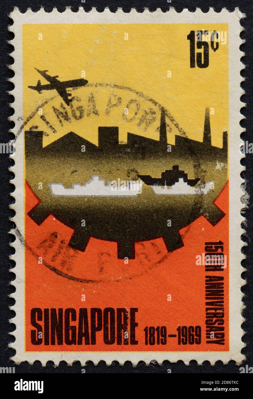 Singapur 150. Jahrestag Marke Stockfoto
