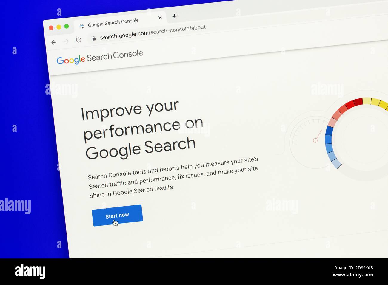 Ostersund, Schweden - 27. Oktober 2020 Google Search Console Homepage. Google Search Console ist ein Webdienst von Google, der Webmastern erlaubt zu überprüfen Stockfoto