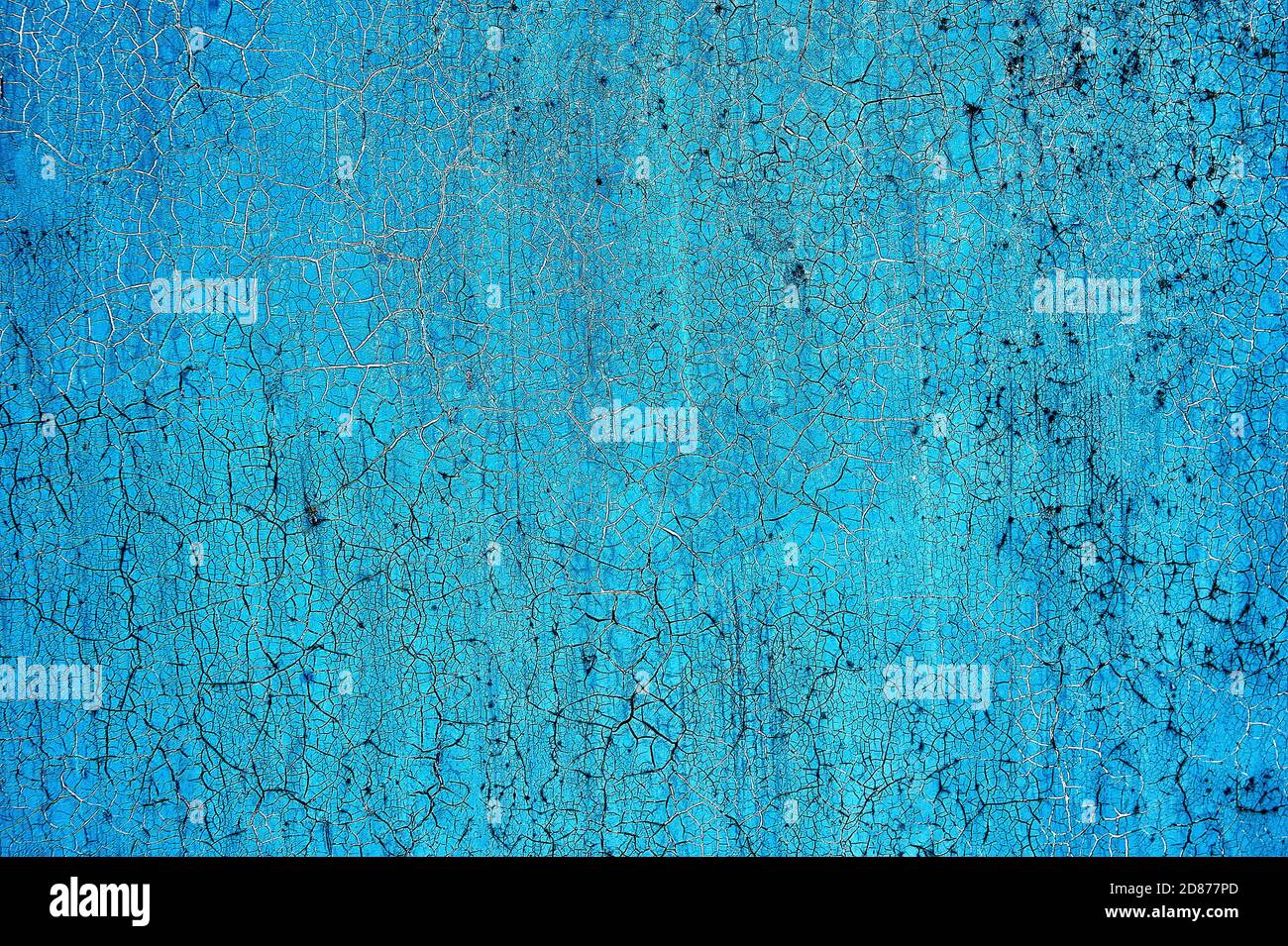 Blau gesprungene Farbe auf Metall Stockfoto