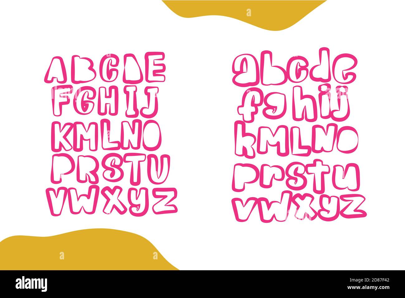 Schrift in Großbuchstaben, süßes Alphabet. Vektor Handgezeichnete Typografie Stock Vektor