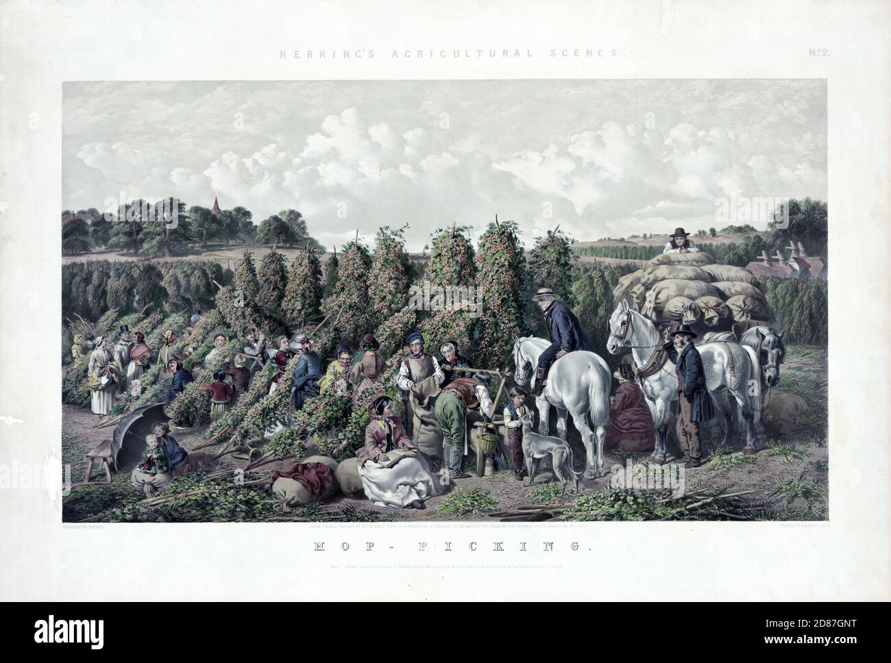 Landwirtschaftliche Hopfenpflücken 'Herings landwirtschaftliche Szenen' 1857 Stockfoto