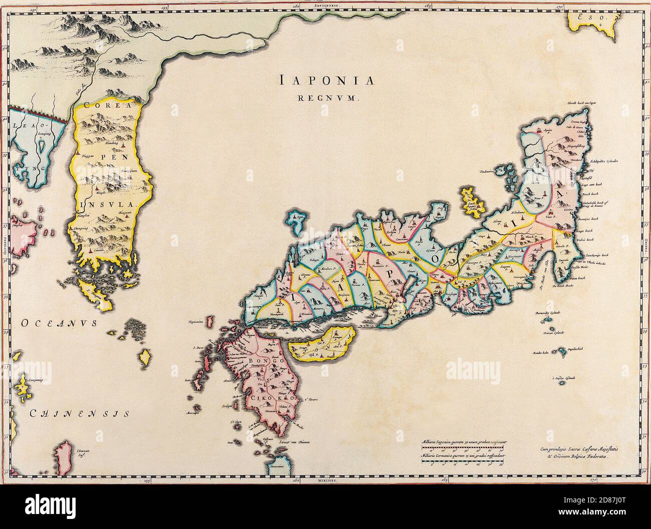 Antike Landkarten der Welt. Karte von Japan. Joan Blaeu c 1655 Stockfoto