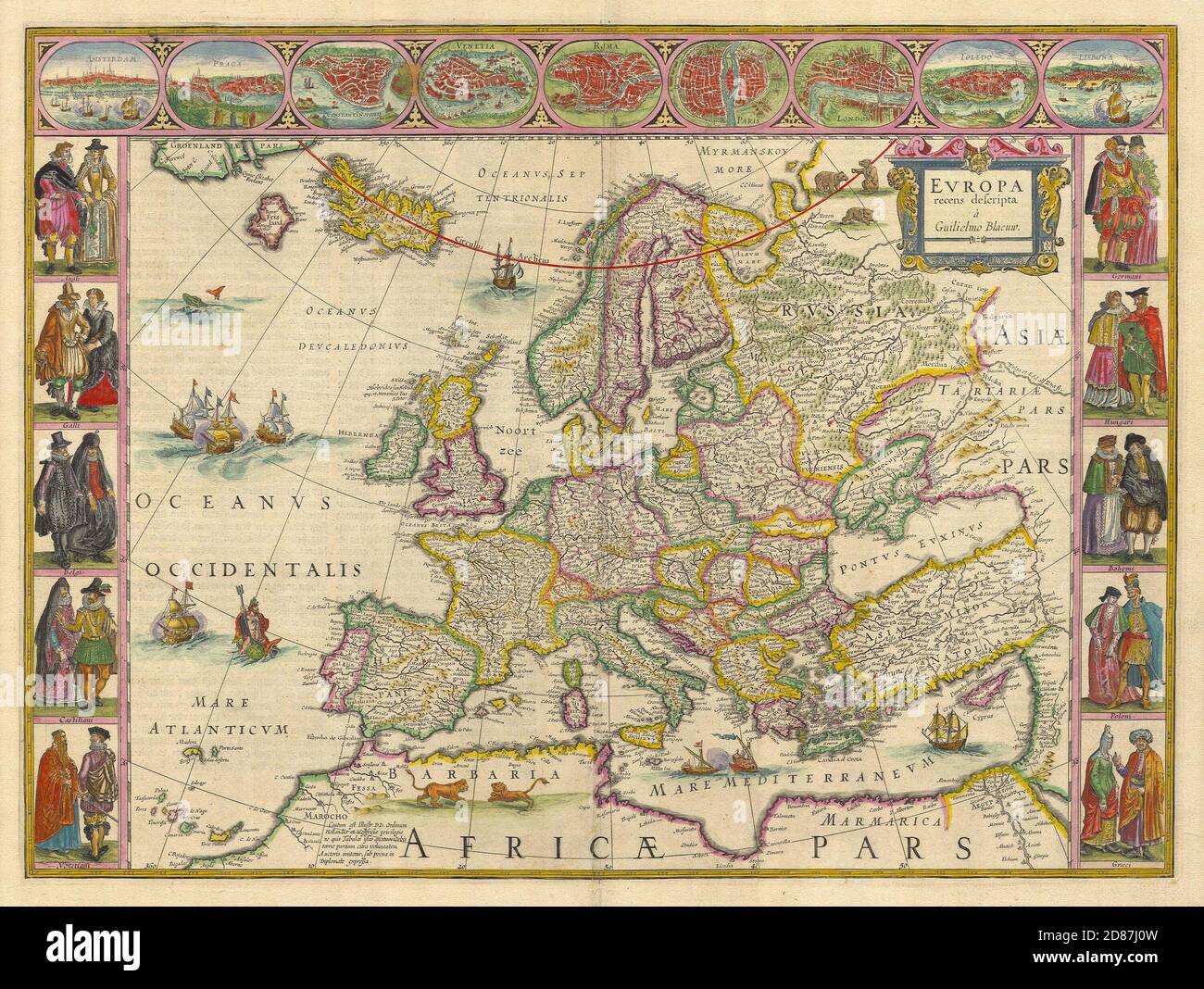 Alte Karte von Europa Stockfoto